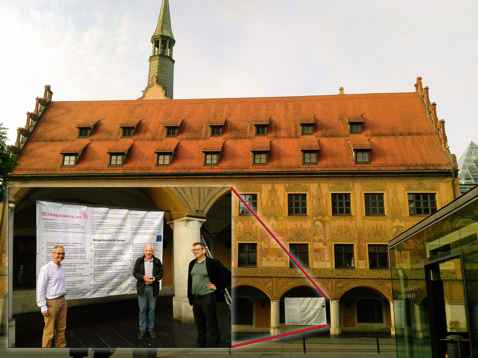 21 Bürgerimpulse für Europa - angeschlagen am Ulmer Rathaus